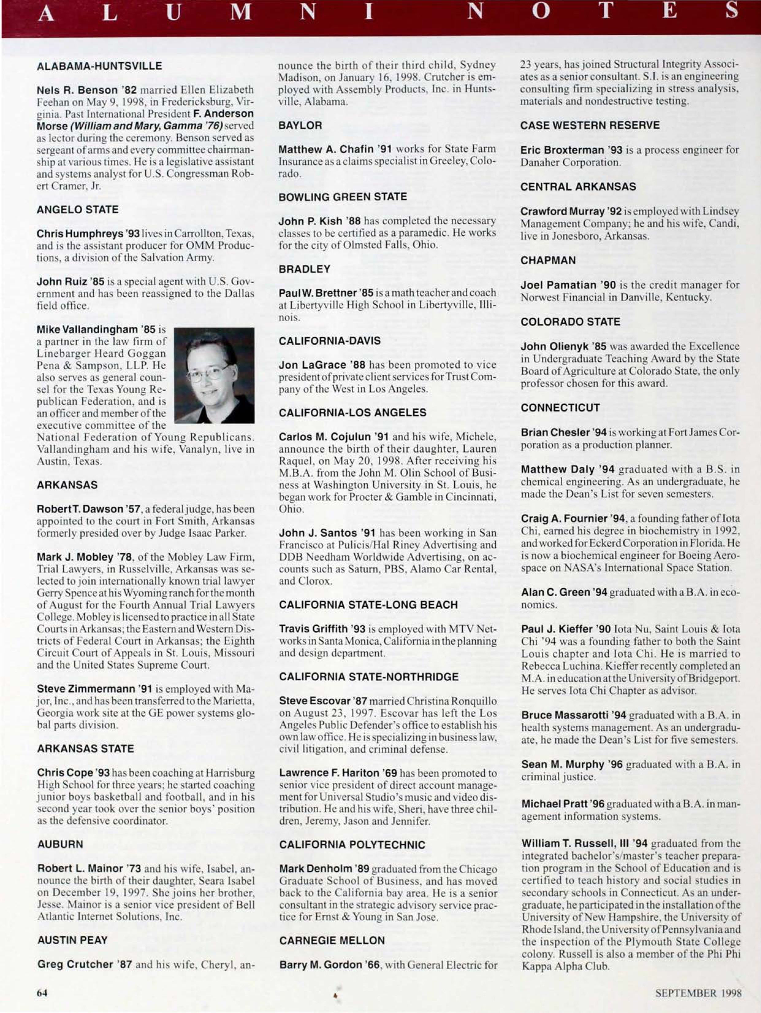 Alumni Notes, September 1998